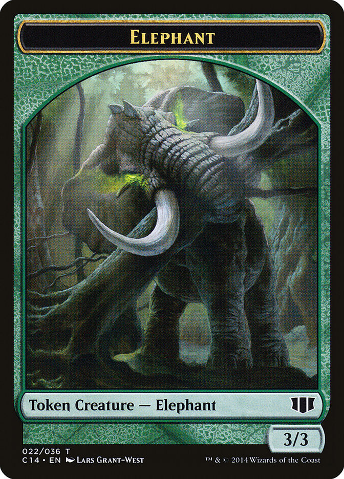 {T} Elephant // Elf Warrior Double-sided Token [Commander 2014 Tokens][TC14 022]