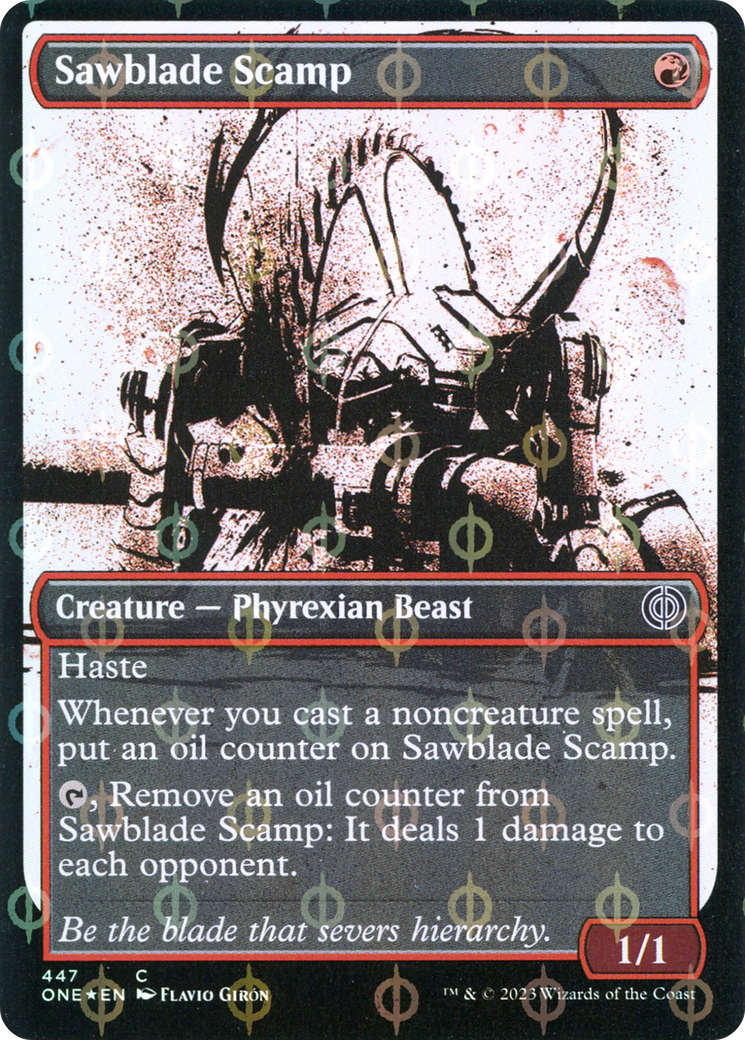 {@C} Sawblade Scamp (Showcase Ichor Step-and-Compleat Foil) [Phyrexia: All Will Be One][ONE 447]