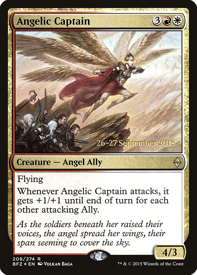 {R} Angelic Captain [Battle for Zendikar Prerelease Promos][PR BFZ 208]