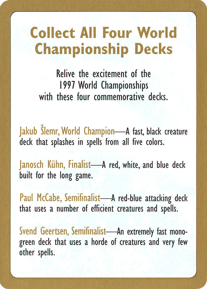 {C} 1997 World Championships Ad [World Championship Decks 1997][GB WC97 000]