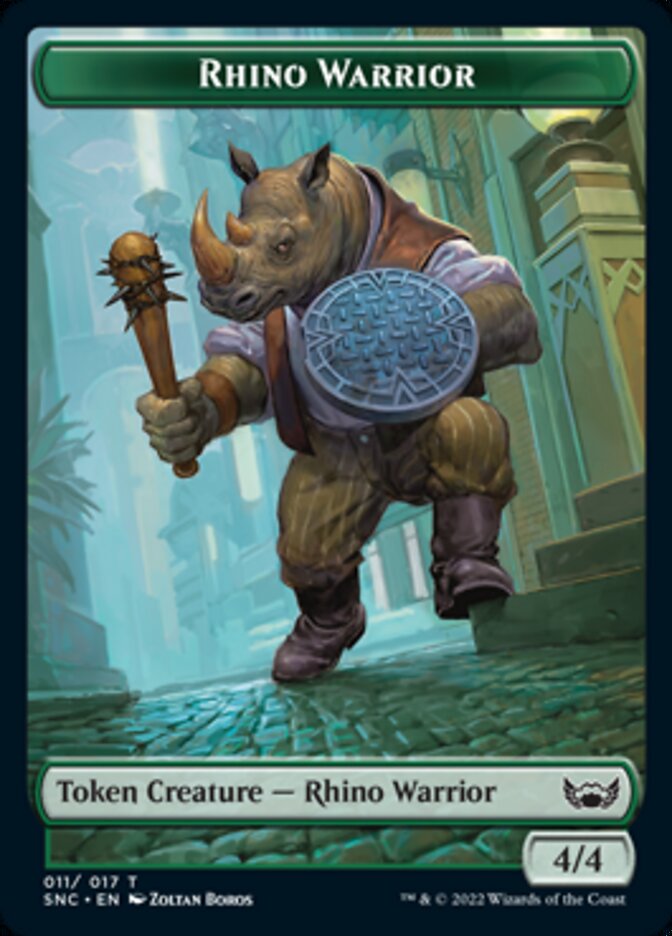 {T} Fish // Rhino Warrior Double-sided Token [Streets of New Capenna Tokens][TSNC 004]