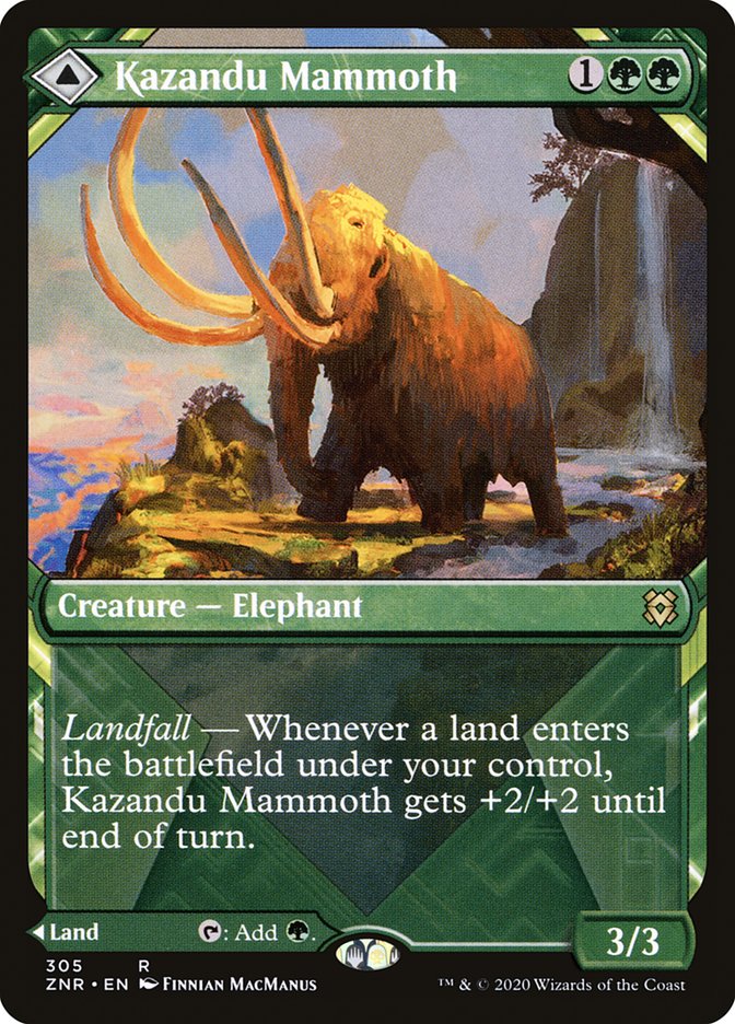 {R} Kazandu Mammoth // Kazandu Valley (Showcase) [Zendikar Rising][ZNR 305]