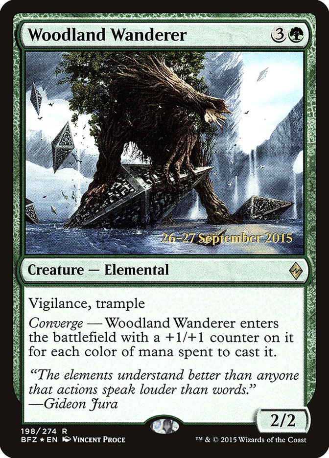 {R} Woodland Wanderer [Battle for Zendikar Prerelease Promos][PR BFZ 198]