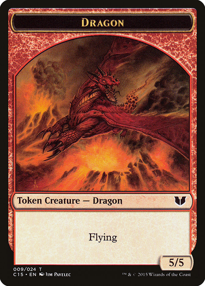 {T} Dragon // Dragon Double-Sided Token [Commander 2015 Tokens][TC15 009]