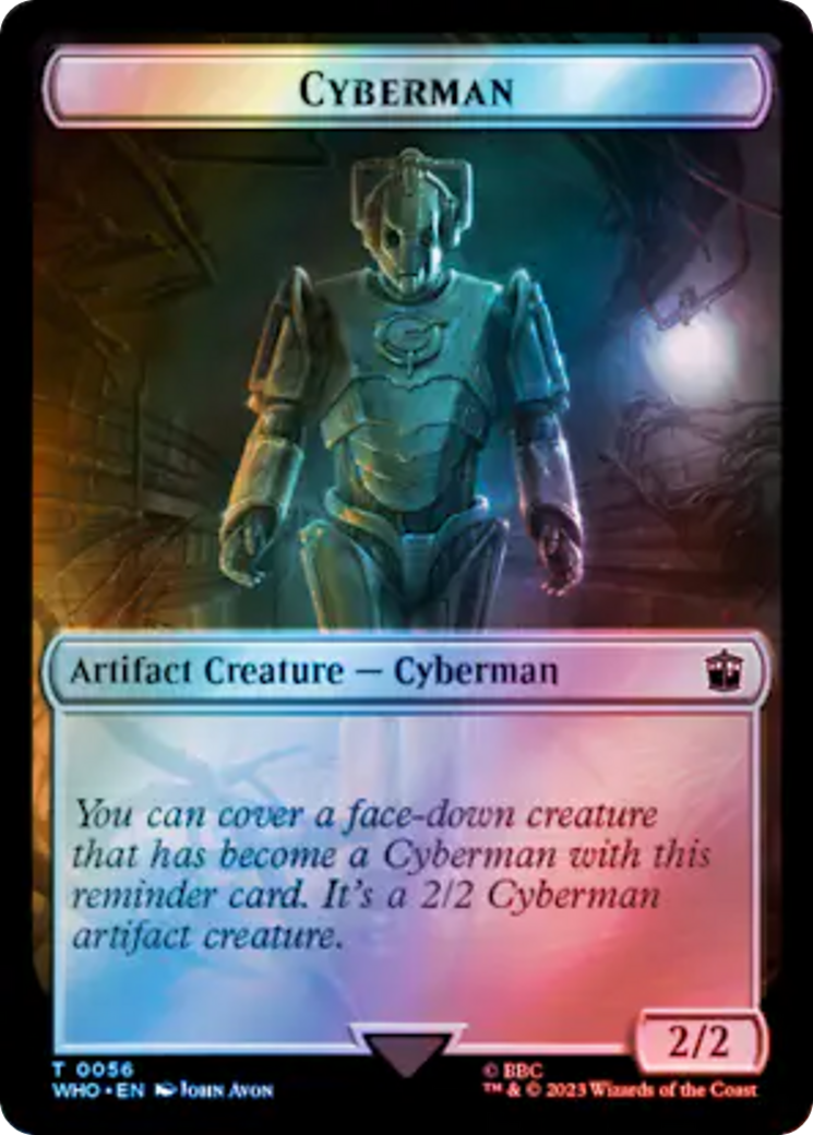 {T} Warrior // Cyberman Double-Sided Token (Surge Foil) [Doctor Who Tokens][TWHO 41//56]