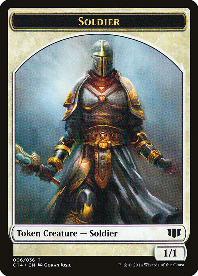 {T} Soldier // Spirit Double-sided Token [Commander 2014 Tokens][TC14 006]
