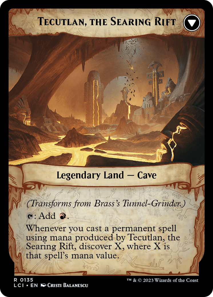 {@@LCI-R} Brass's Tunnel-Grinder // Tecutlan, the Searing Rift [The Lost Caverns of Ixalan Prerelease Cards][PR LCI 135]