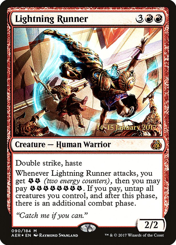 {R} Lightning Runner [Aether Revolt Prerelease Promos][PR AER 090]