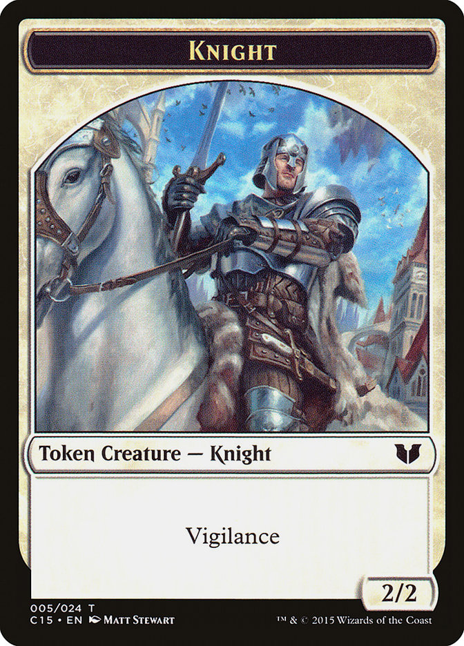 {T} Gold // Knight (005) Double-Sided Token [Commander 2015 Tokens][TC15 024]