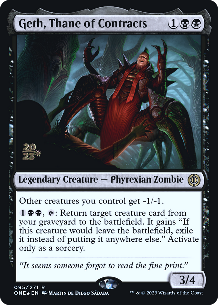 {@R} Geth, Thane of Contracts [Phyrexia: All Will Be One Prerelease Promos][PR ONE 095]