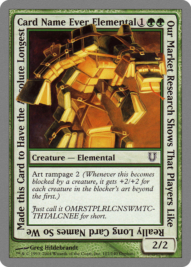 {C} Our Market Research Shows That Players Like Really Long Card Names So We Made this Card to Have the Absolute Longest Card Name Ever Elemental [Unhinged][UNH 107]
