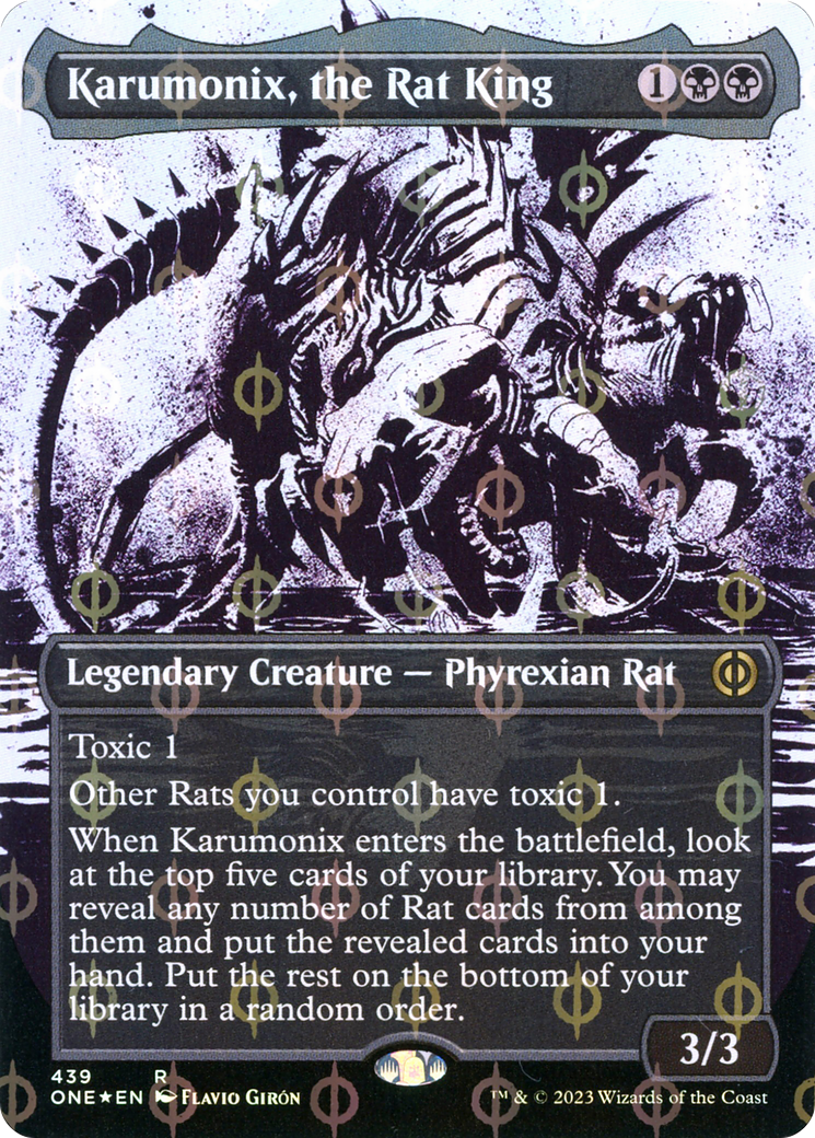 {@R} Karumonix, the Rat King (Borderless Ichor Step-and-Compleat Foil) [Phyrexia: All Will Be One][ONE 439]