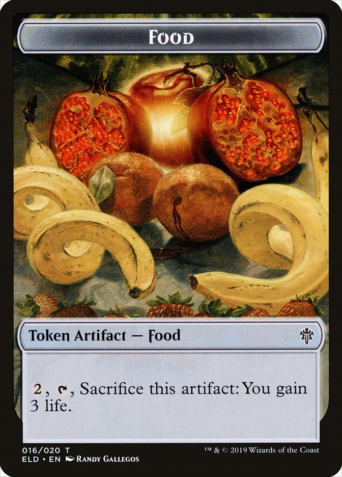 {T} Faerie // Food (16) Double-sided Token [Throne of Eldraine Tokens][TELD 005]