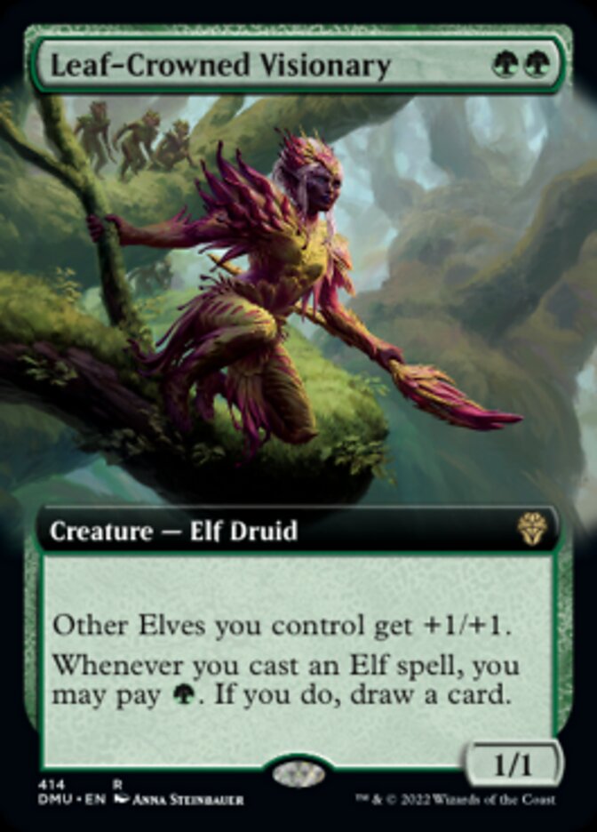 {@R} Leaf-Crowned Visionary (Extended Art) [Dominaria United][DMU 414]