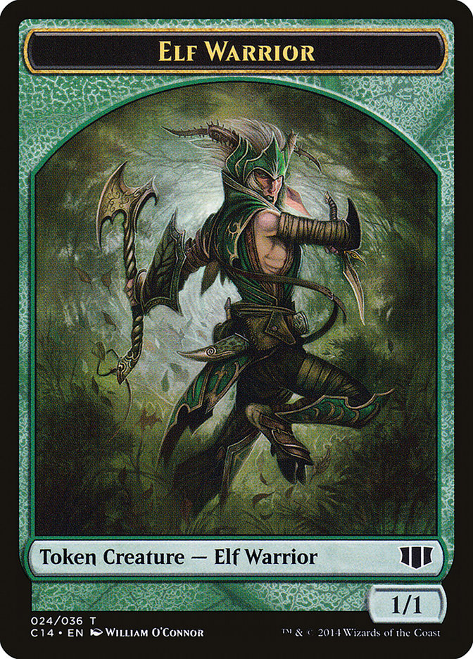 {T} Elephant // Elf Warrior Double-sided Token [Commander 2014 Tokens][TC14 022]