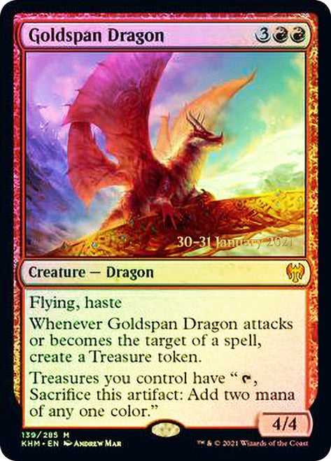 {R} Goldspan Dragon [Kaldheim Prerelease Promos][PR KHM 139]