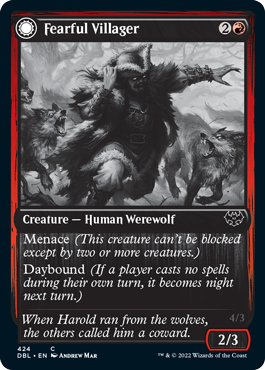 {@C} Fearful Villager // Fearsome Werewolf [Innistrad: Double Feature][DBL 424]