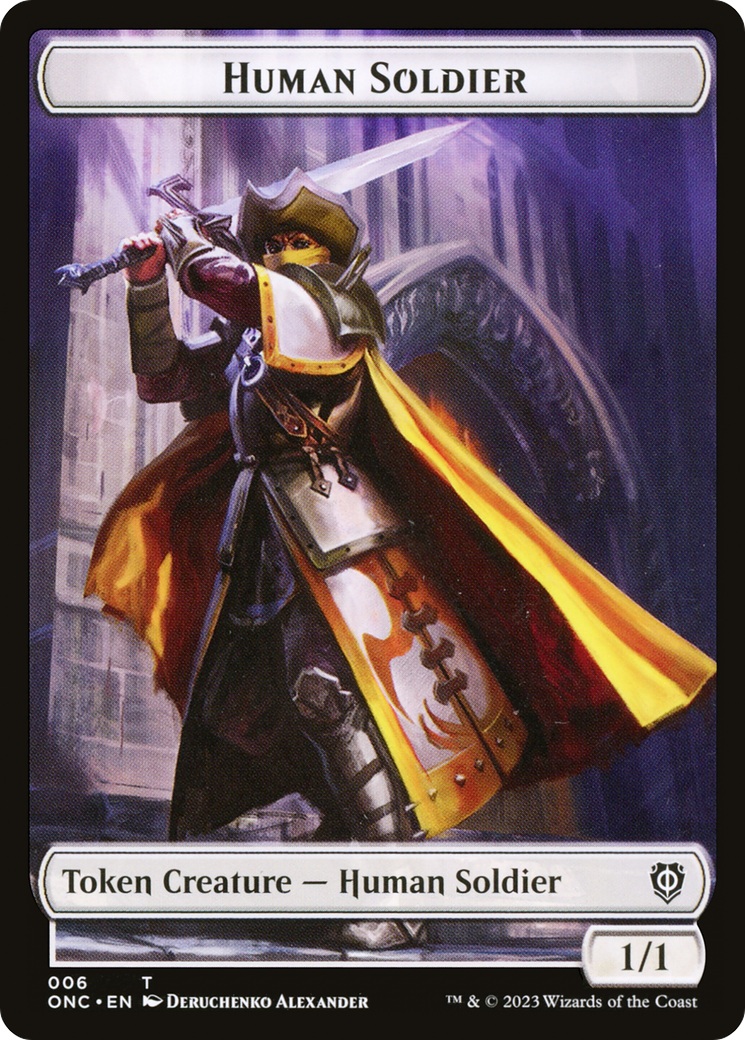 {T} Human Soldier // Elephant Double-Sided Token [Phyrexia: All Will Be One Commander][TONC 6//14]