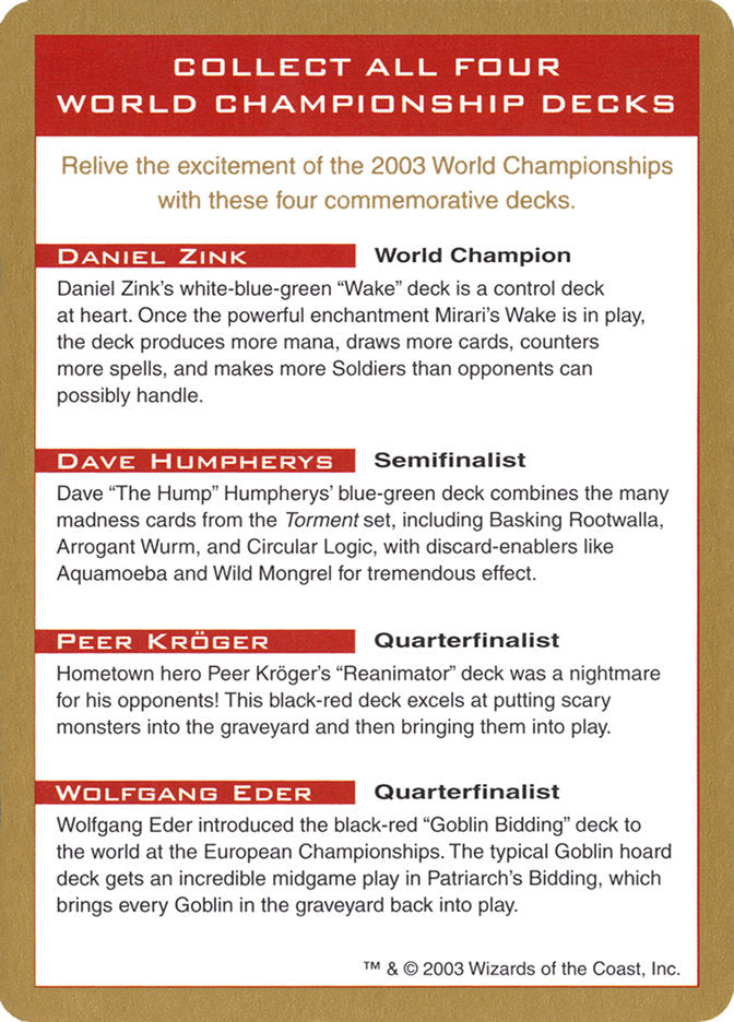 {C} 2003 World Championships Ad [World Championship Decks 2003][GB WC03 000]