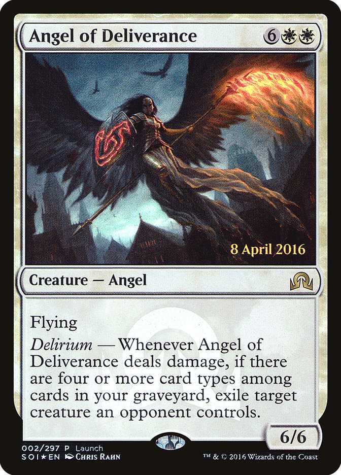 {R} Angel of Deliverance (Prerelease) [Shadows over Innistrad Promos][PA SOI 002]