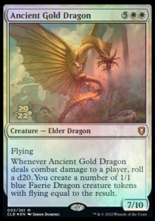 {R} Ancient Gold Dragon [Commander Legends: Battle for Baldur's Gate Prerelease Promos][PR CLB 003]
