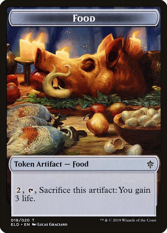 {T} Bear // Food (18) Double-sided Token [Throne of Eldraine Tokens][TELD 008]