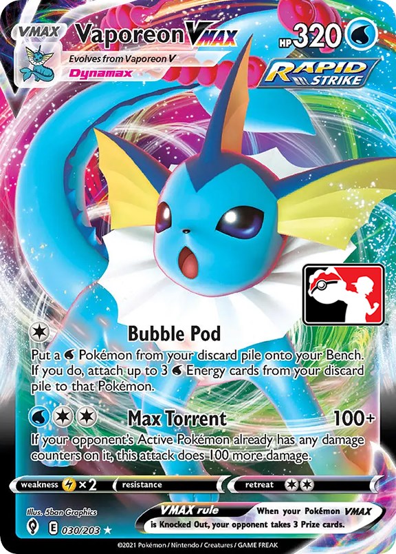<PP> Vaporeon VMAX (030/203) [Prize Pack Series One]