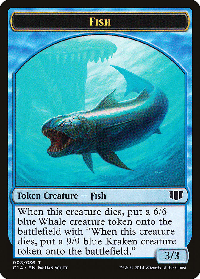 {T} Fish // Zombie (011/036) Double-sided Token [Commander 2014 Tokens][TC14 008]