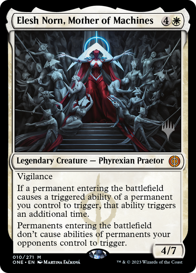 {@R} Elesh Norn, Mother of Machines (Promo Pack) [Phyrexia: All Will Be One Promos][PP ONE 010]