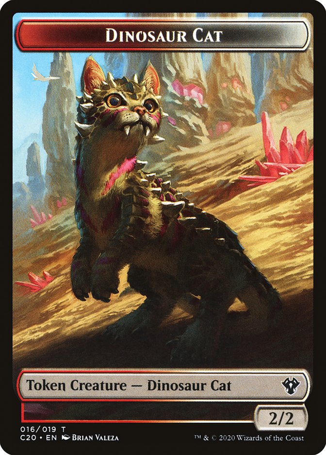 {T} Bird // Dinosaur Cat Double-sided Token [Commander 2020 Tokens][TC20 002]