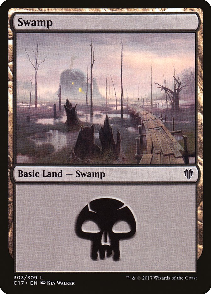 {B}[C17 303] Swamp (303) [Commander 2017]