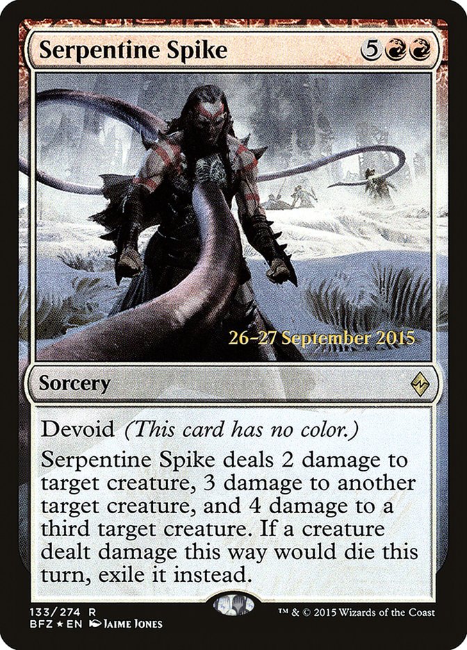 {R} Serpentine Spike [Battle for Zendikar Prerelease Promos][PR BFZ 133]