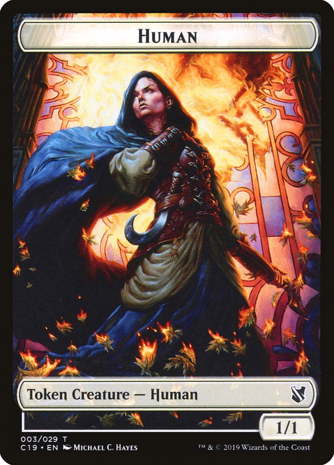 {T} Drake // Human Double-sided Token [Commander 2019 Tokens][TC19 008]