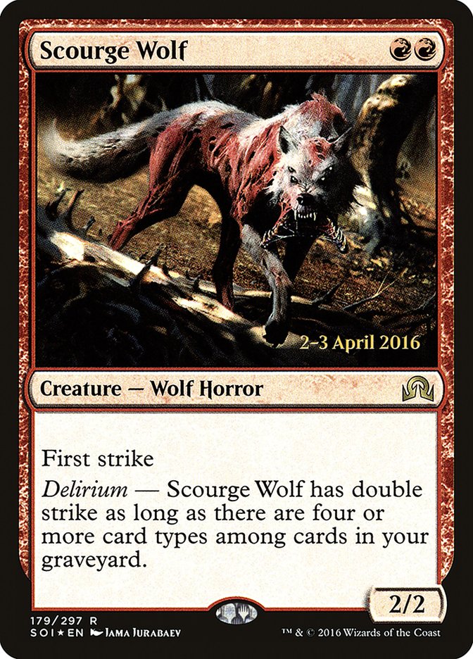 {R} Scourge Wolf [Shadows over Innistrad Prerelease Promos][PR SOI 179]