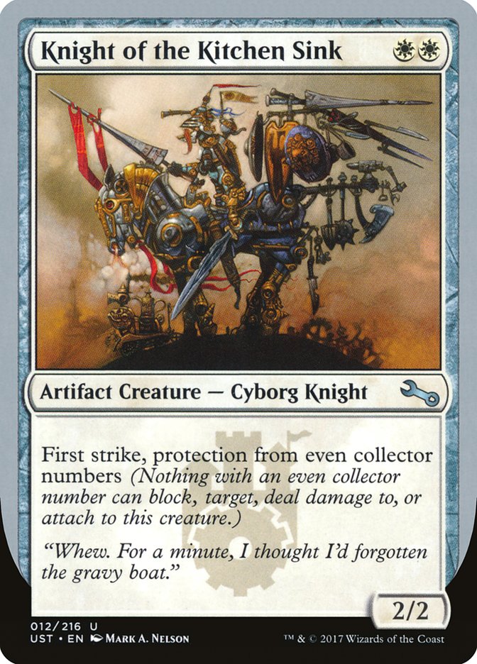 {C} Knight of the Kitchen Sink ("protection from even collector numbers") [Unstable][UST 12B]